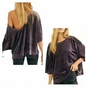 Free People Valerie Velvet Short Sleeve Women’s XS Purple